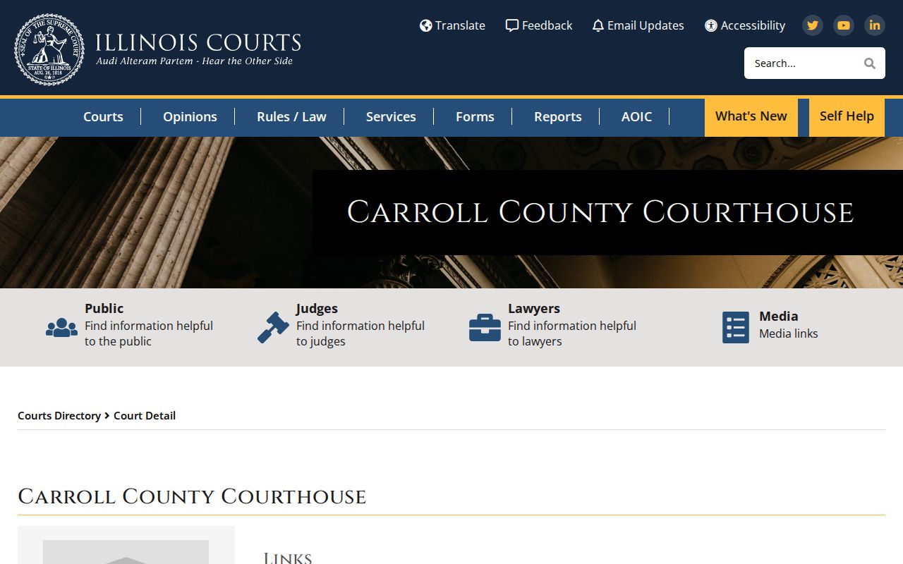 Official Carroll County courthouse directory for criminal court records