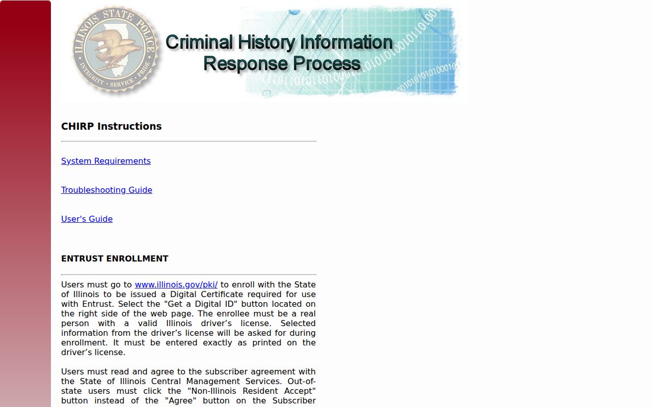 CHIRP portal for Illinois public conviction searches