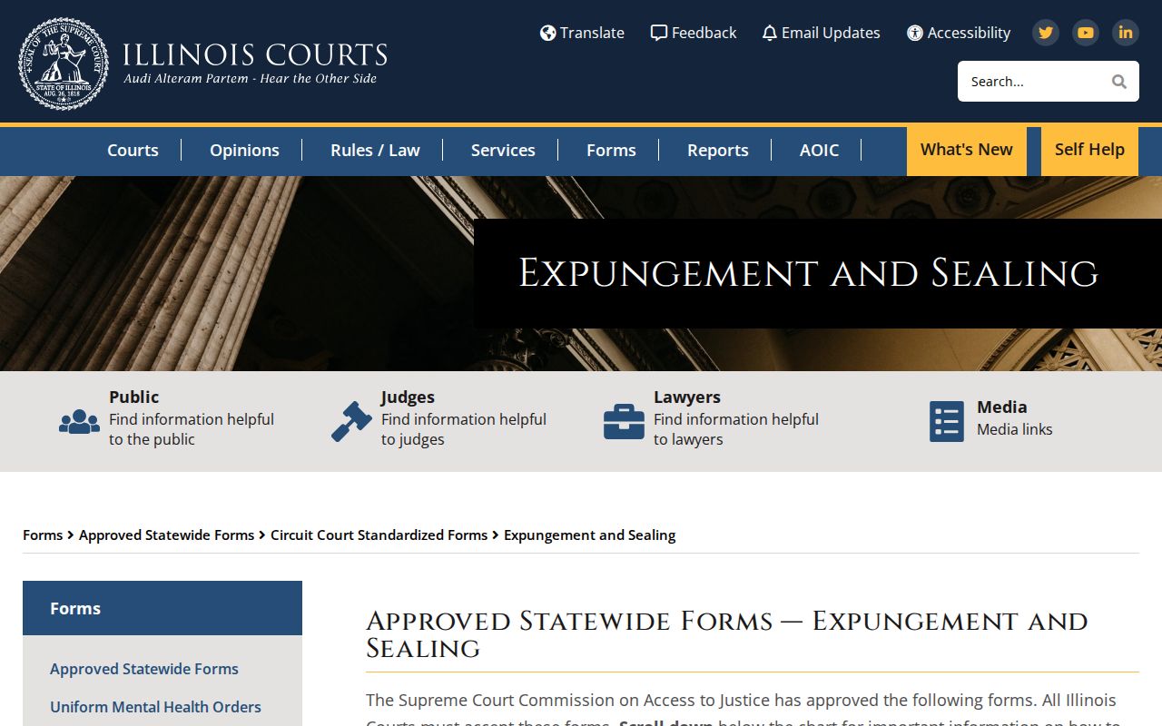 Illinois Courts expungement and sealing forms for Carroll County cases
