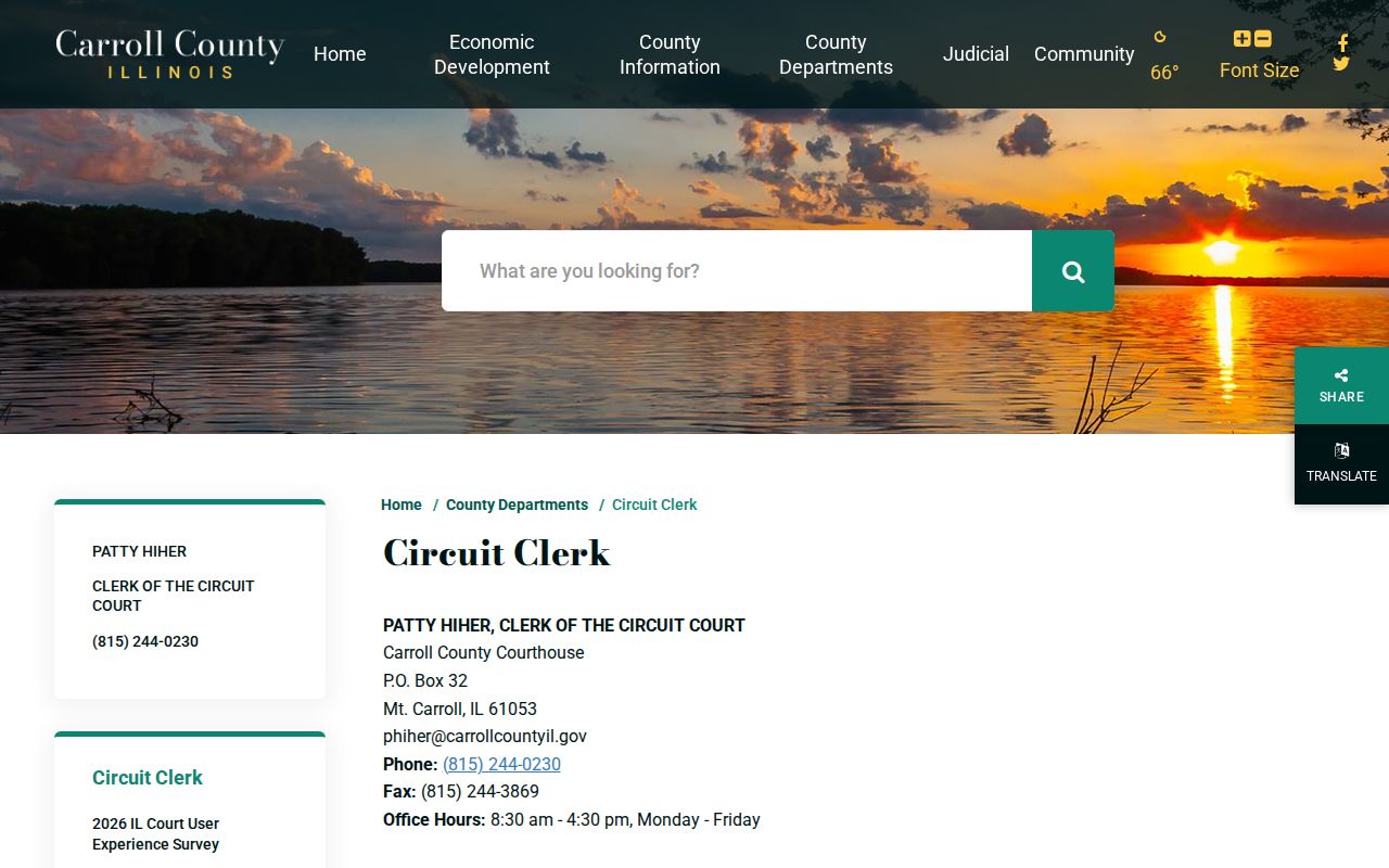Carroll County Circuit Clerk court records webpage