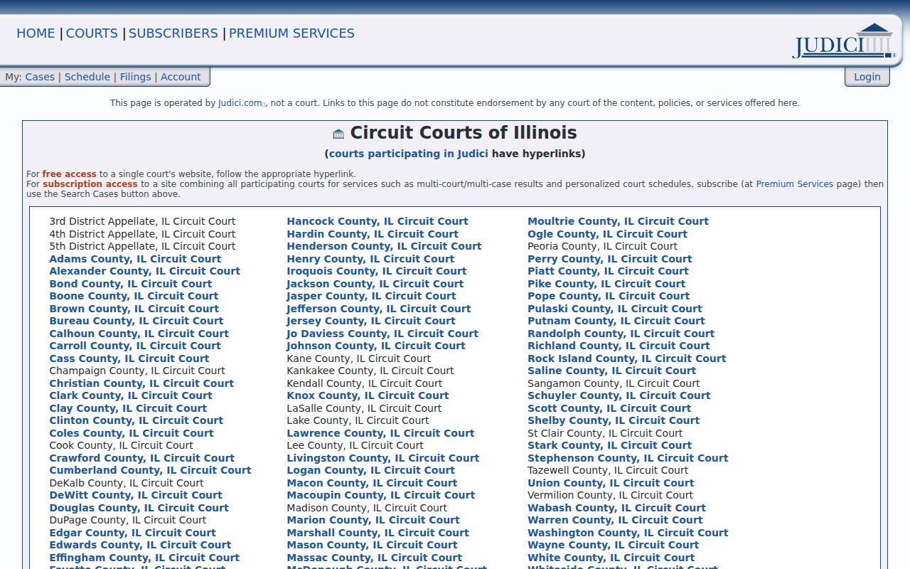 Judici Illinois participating courts list