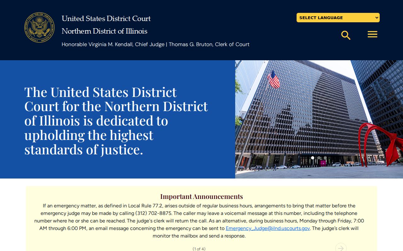 Northern District of Illinois federal court website
